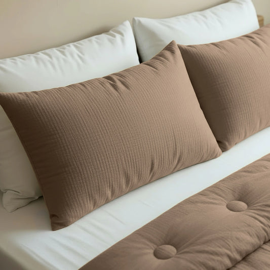 Japandibed Baumwolle Mousseline Kissenbezüge Set von 2 - Brown