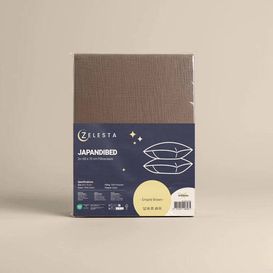 Japandibed Baumwolle Mousseline Kissenbezüge Set von 2 - Brown