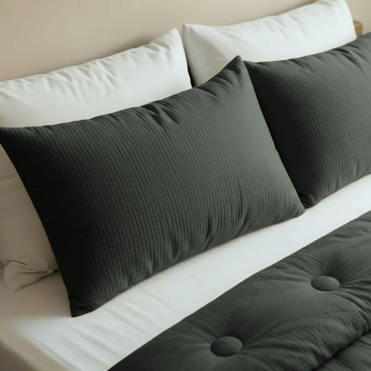 Japandibed Baumwolle Mousseline Kissenbezüge Set von 2 - Green