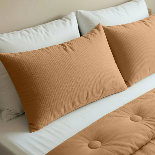 Japandibed Baumwolle Mousseline Kissenbezüge Set von 2 - Terra