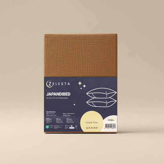 Japandibed Baumwolle Mousseline Kissenbezüge Set von 2 - Terra