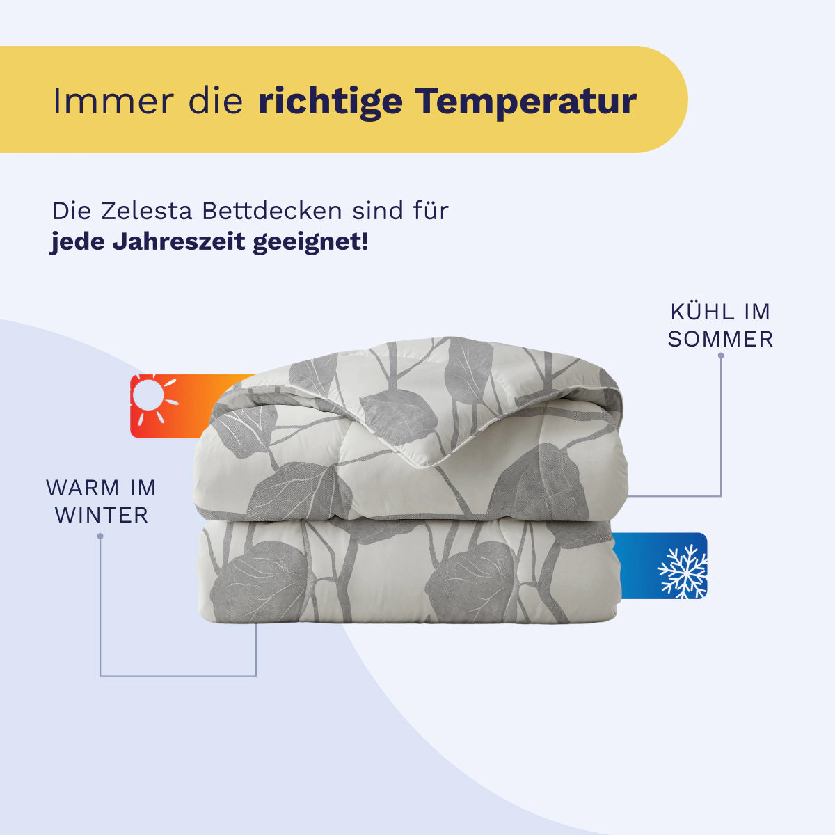 Die Royalbed Baumwolle - Spring Buds Bettdecke mit grauem Blattmuster sorgt für eine optimale Temperaturregulierung und hält Sie im Winter warm und im Sommer kühl - ideal für alle Jahreszeiten.
