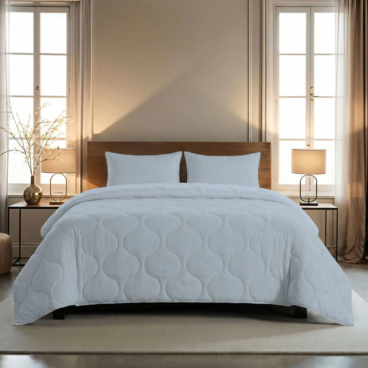 Zelesta Special Musselin Sommerbettdecke - Helles Eisblau