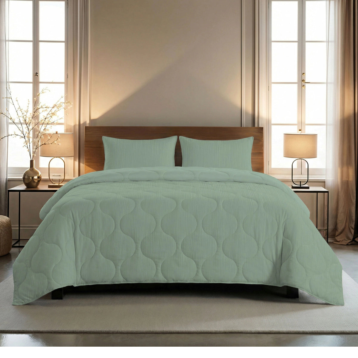 Zelesta Special Musselin Sommerbettdecke - Eukalyptusgrün