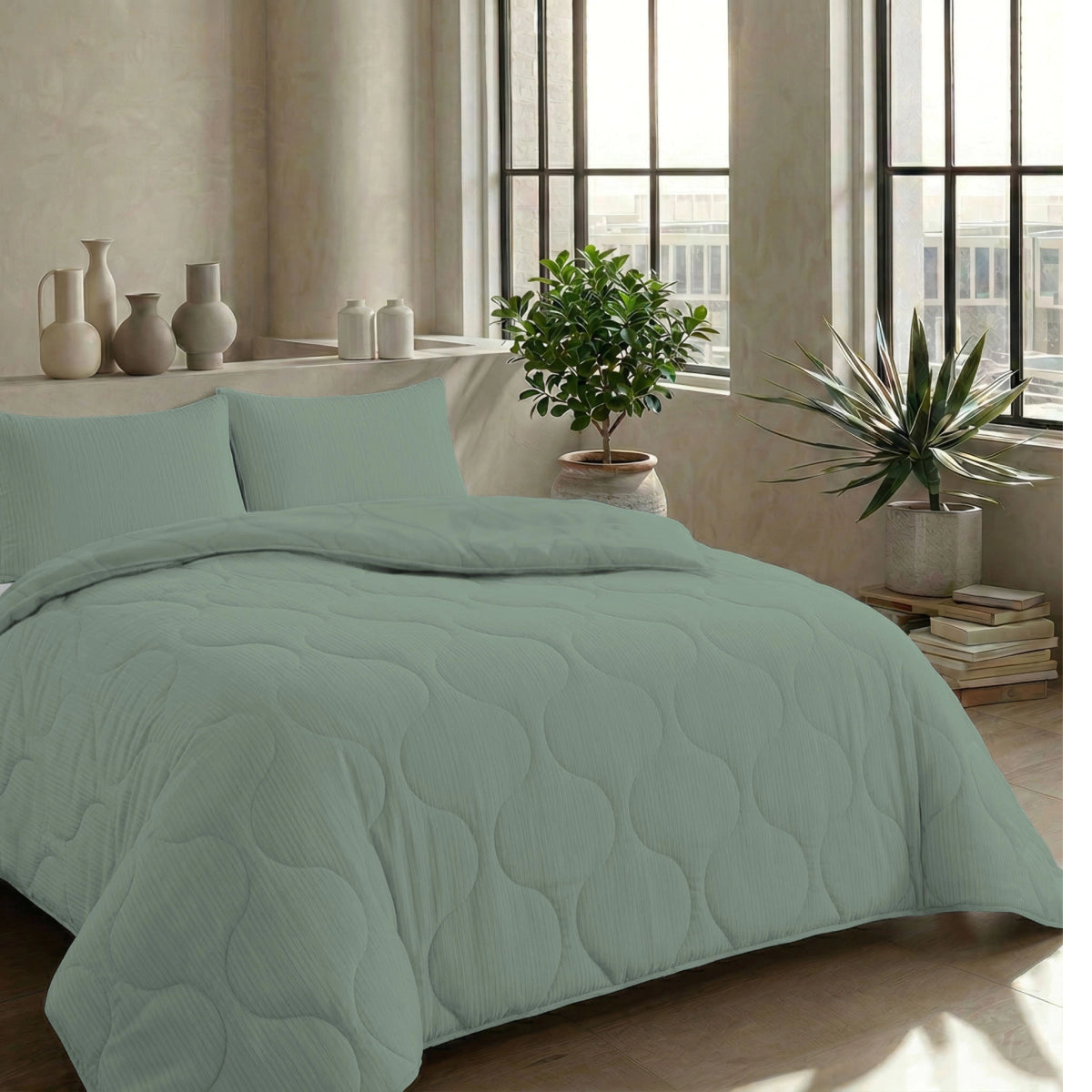 Zelesta Special Musselin Sommerbettdecke - Eukalyptusgrün