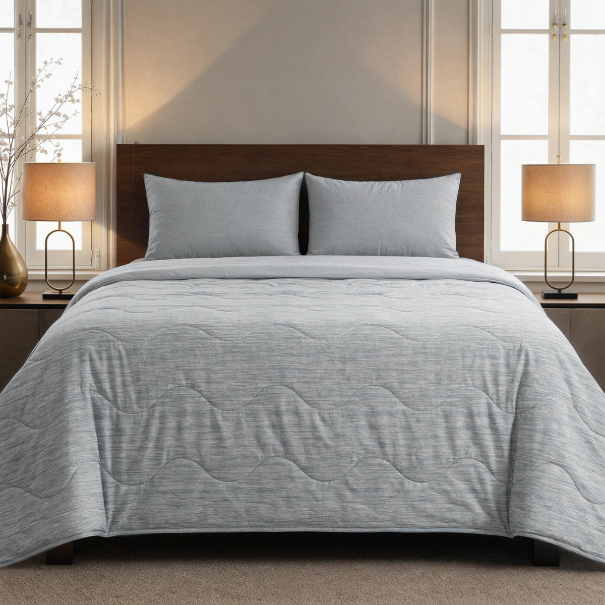 Zelesta Special Cooling Blend Sommerbettdecke - Warmes Leinen-Grau