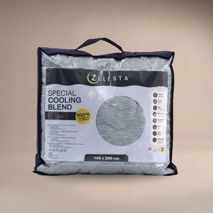 Zelesta Special Cooling Blend Sommerbettdecke - Warmes Leinen-Grau