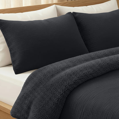 Teddy Baumwolle Mousseline Kissenbezüge Set von 2 - Anthracite