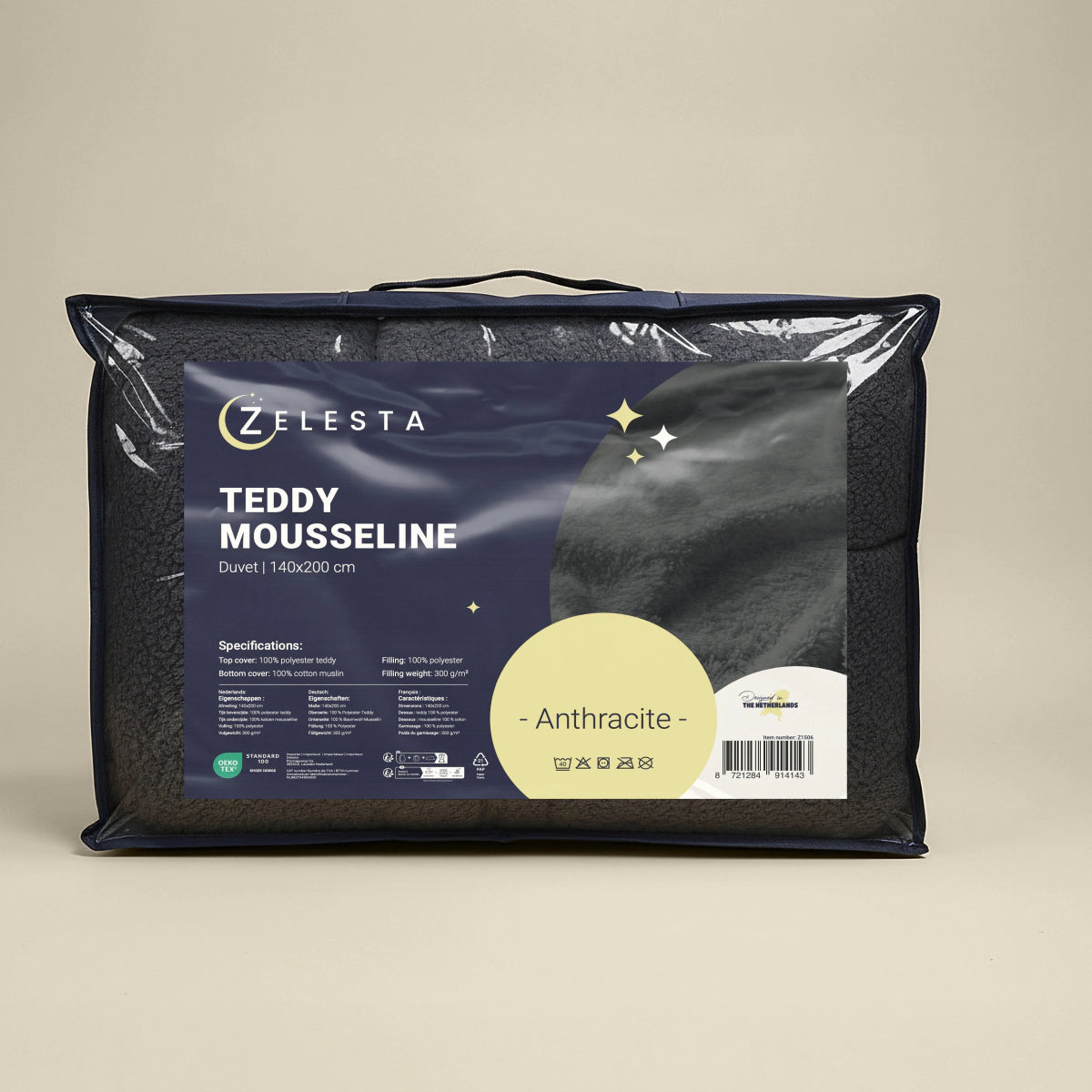Zelesta Teddy Baumwolle Mousseline - Anthracite