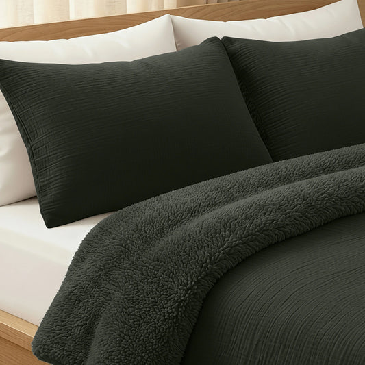 Teddy Baumwolle Mousseline Kissenbezüge Set von 2 - Green