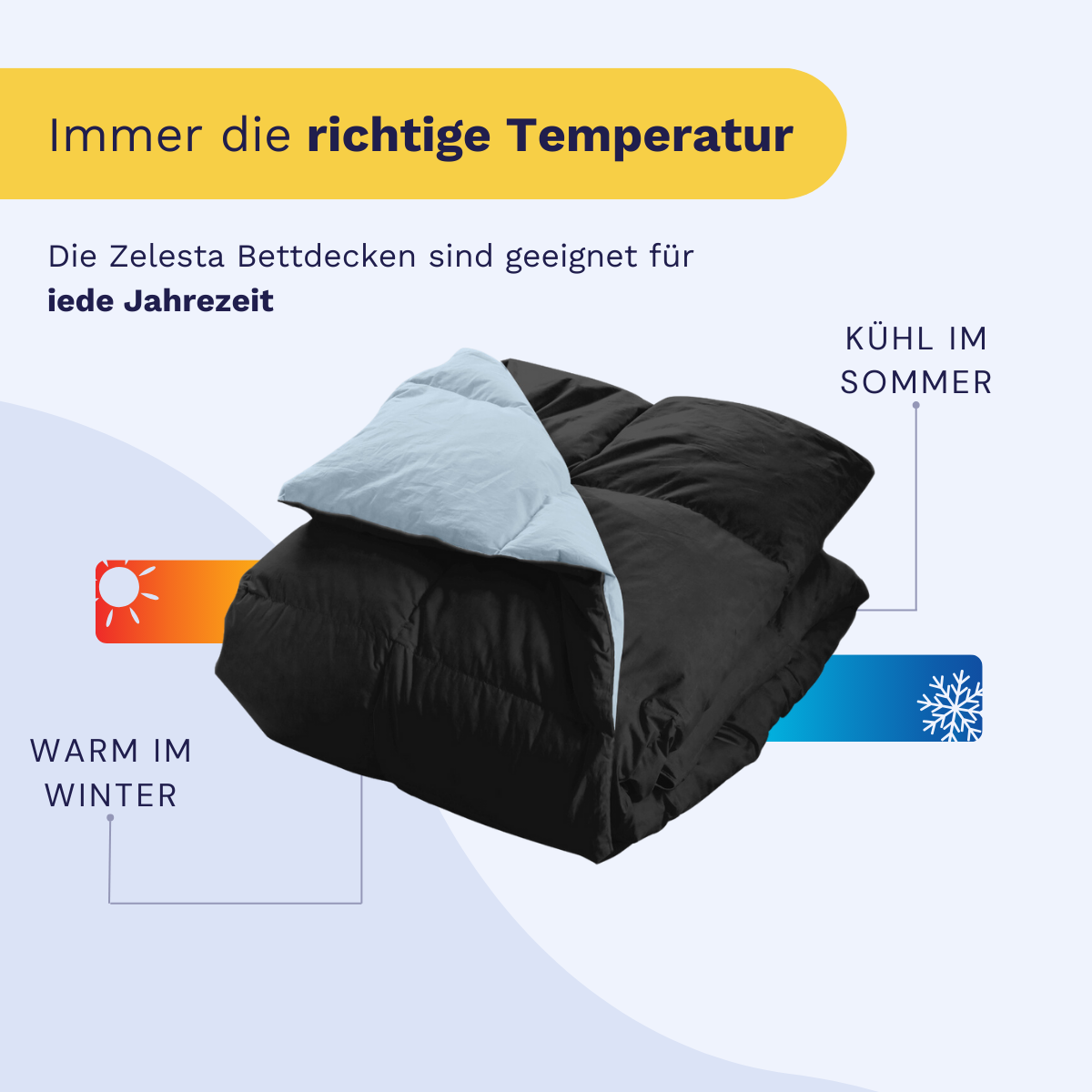 Zelesta Wonderbed Cotton Down - Himmelblau & Schwarz