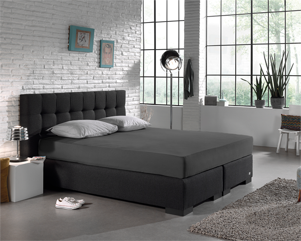 Spannbetttuch Single Jersey Anthrazit - Antraciet / 190/200x220/220cm