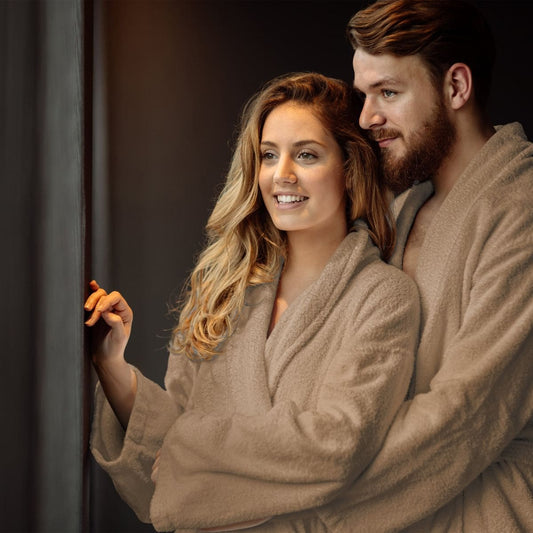    Dreamhouse Hausanzug weich Frottee Soft Stoff Taupe Paar