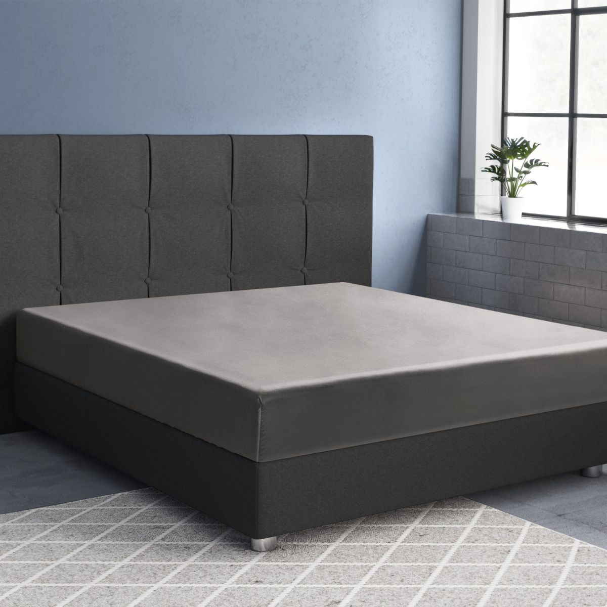 Primaviera Satin Deluxe Spannbettuch Grau - 200x220cm